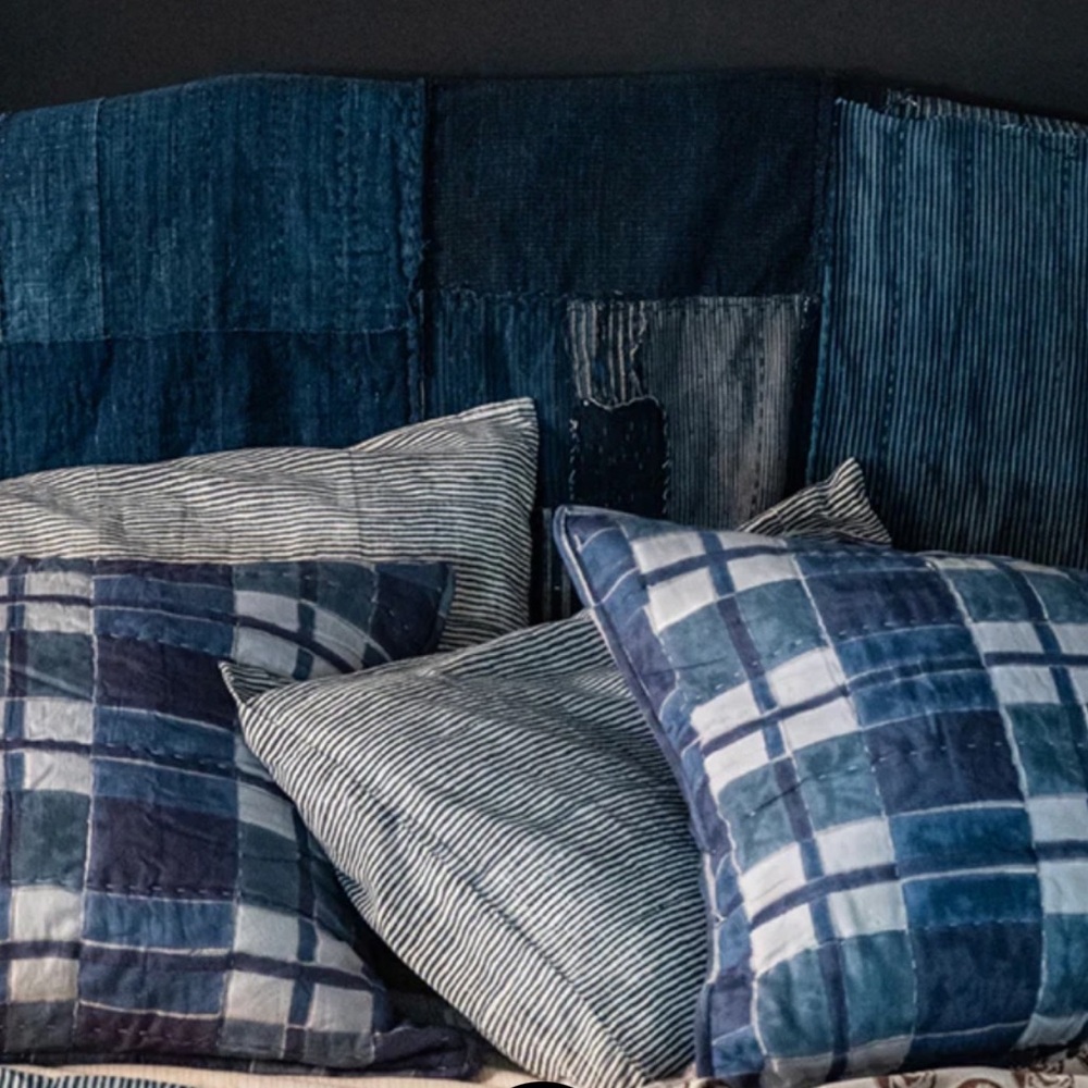 NWOT Nickey Kehoe Bandra Pillowcases in Indigo Stripe